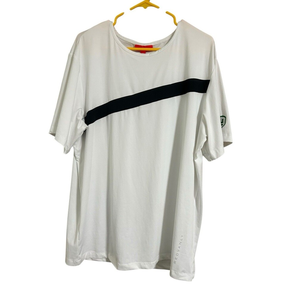 Redvanly Kings Men Crew XL White Striped Crew Neck Stretch Lightweight Logo